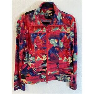 Clara Sun Woo Retro-Look Artsy Floral Colorful Sparkle Jacket - S